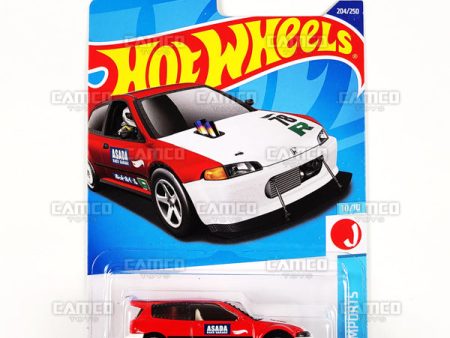 Honda Civic Custom #204 red - 2022 Hot Wheels Online